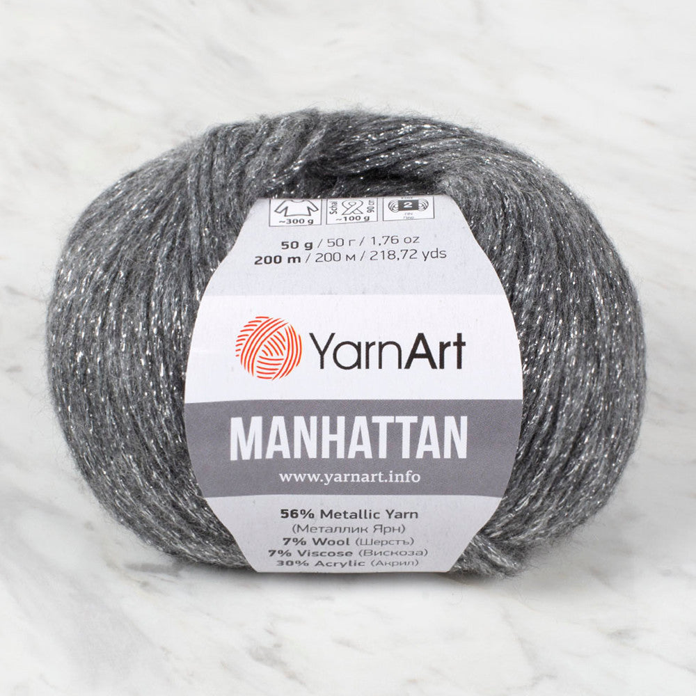 YarnArt Manhattan Gri Simli El Örgü İpi - 903